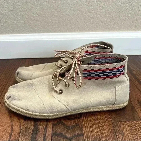 Tom's Alarco Suede Leather Desert Bootie Shoes Aztec Sneakers Women Sz 8 Lace Up - Picture 9 of 15